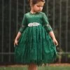 BELLA RAFAELA DRESS & BELT SET-EMERALD -Fashion children's clothing store 116