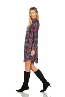 EVE BUTTON FRONT TARTAN SHIRT DRESS -Fashion children's clothing store 140 3