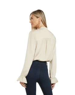 MAYA TUXEDO PLEATED BLOUSE GOLD -Fashion children's clothing store 185 2