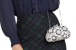 BLACK & WHITE FLORAL RHINESTONE CLUTCH -Fashion children's clothing store 303 3