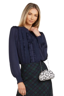 BLACK & WHITE FLORAL RHINESTONE CLUTCH -Fashion children's clothing store 303 4