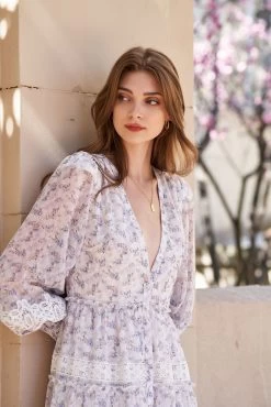 SOFIA MAXI DRESS LAVENDER FLORAL -Fashion children's clothing store DSC07731