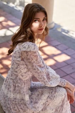 SOFIA MAXI DRESS LAVENDER FLORAL -Fashion children's clothing store DSC07741