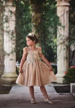 BIANCA DRESS GOLD -Fashion children's clothing store TSC14fb 5 copy