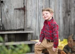 ARCHIE BUTTON DOWN ROYAL STEWART TARTAN -Fashion children's clothing store TSC34fb