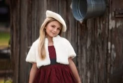 CELESTE BERET IVORY -Fashion children's clothing store furjacket2
