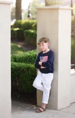 HENRY PANT WHITE -Fashion children's clothing store whitepantsflagsweater3